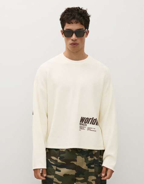 Bershka maglione con stampa testurizzata beige - view 1