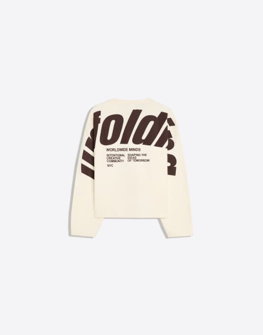 Bershka maglione con stampa testurizzata beige, 6 di 6