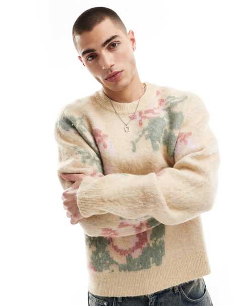 Bershka - Maglione écru a fiori - view 1