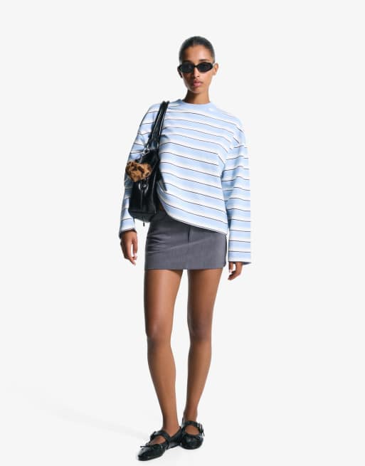 Bershka - Maglione giallo chiaro a righe