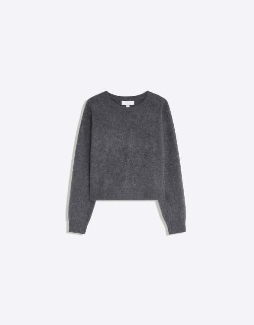 Bershka maglione girocollo in lana grigia, 6 di 6