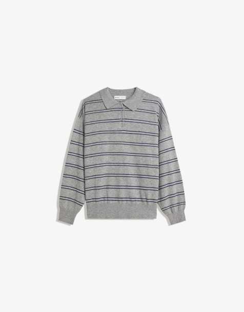 Bershka - Maglione grigio con colletto stile polo - view 1
