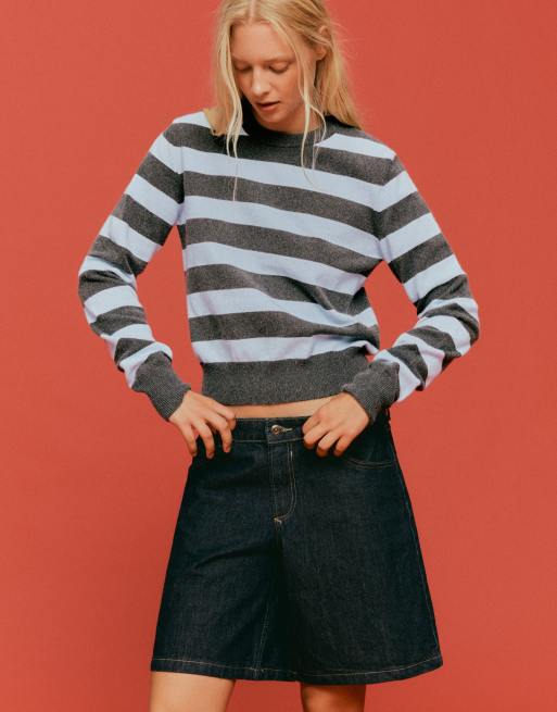 Bershka - Maglione grigio con scollo rotondo, 4 di 5
