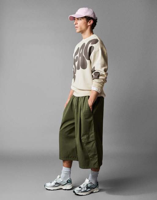 Bershka - Maglione grigio con stampa e scollo rotondo, 3 di 4