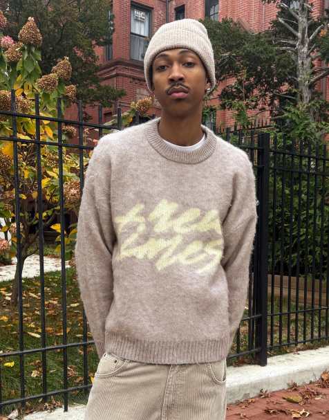 Bershka - Maglione grigio con stampa effetto spazzolato - view 1