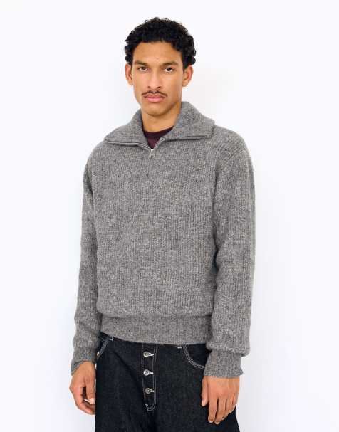Bershka - Maglione grigio con zip corta - view 1