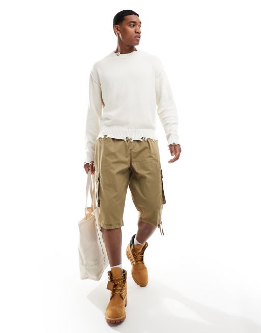 Bershka - Maglione lavorato bianco effetto invecchiato, 4 di 4