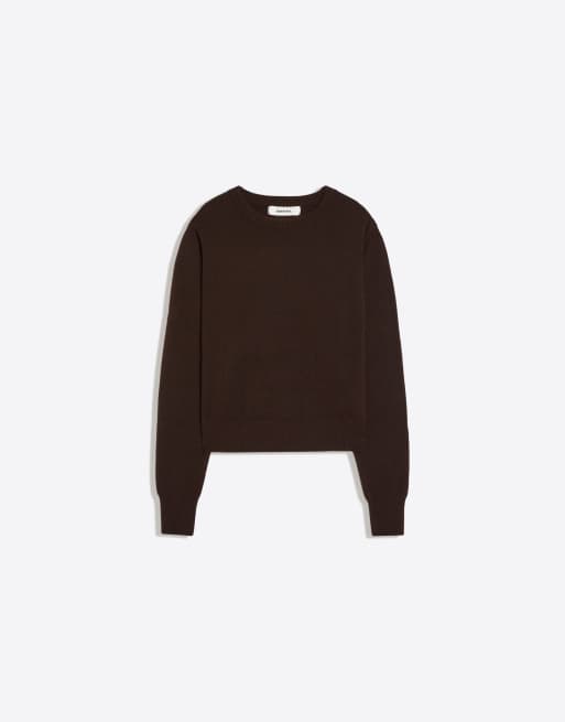 Bershka - Maglione marrone con scollo rotondo, 5 di 5