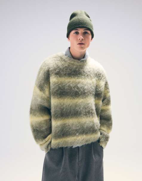 Bershka - Maglione multicolore kaki effetto spazzolato - view 1