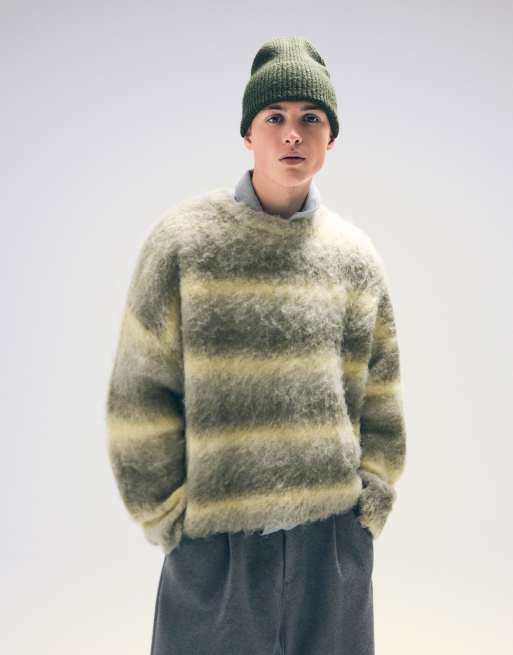 Bershka - Maglione multicolore kaki effetto spazzolato