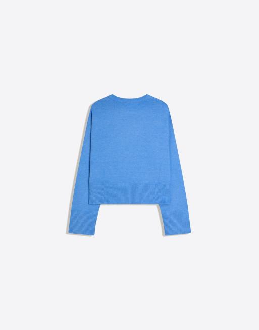 Bershka - Maglione oversize azzurro con fondo a coste, 4 di 4