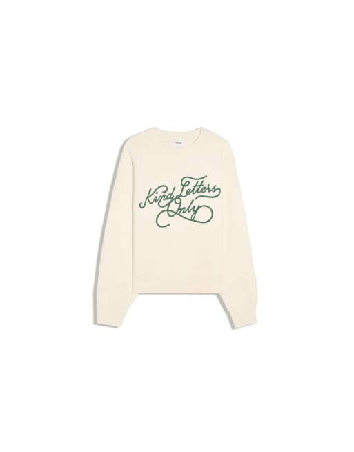 Bershka maglione ricamato girocollo bianco, 2 di 6