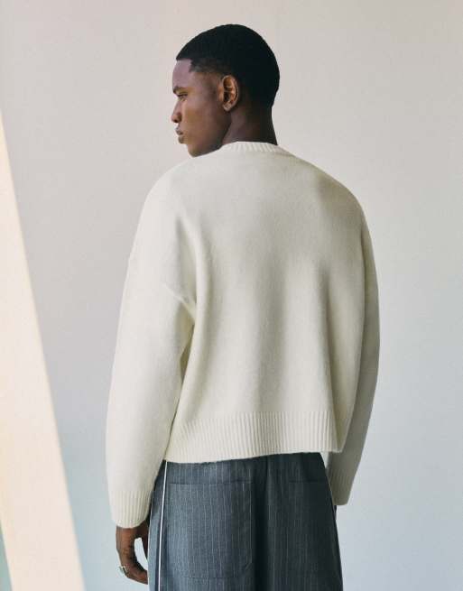 Bershka - Maglione squadrato bianco con scollo rotondo, 3 di 5