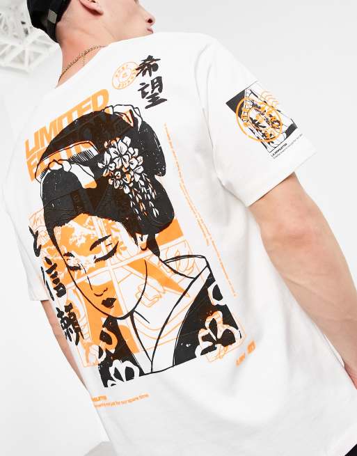 Bershka manga back print T shirt