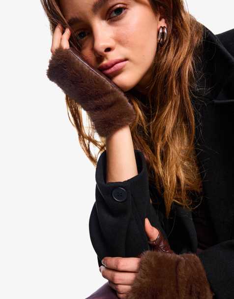 Bershka - Manopole in pelliccia sintetica marroni - view 1