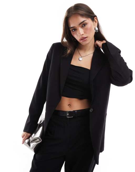 Bershka - Mansy - Blazer oversize nero in coordinato