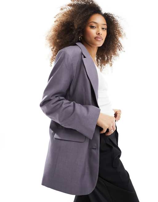 Bershka – Mansy – Grå kavaj i oversize