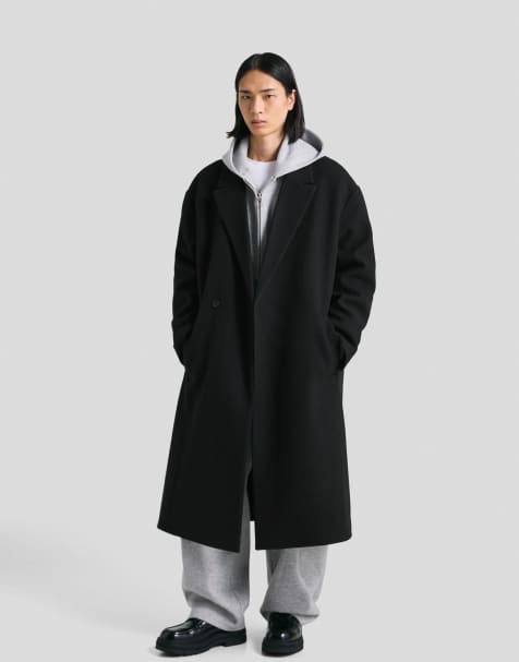 Bershka - Manteau aspect laine à double boutonnage - Noir - view 1
