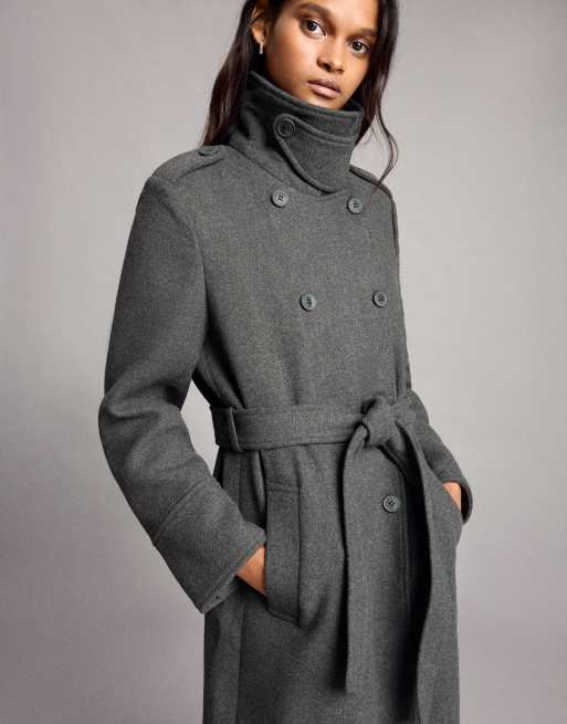 Bershka Manteau boutonné effet feutre gris, 3 de 6