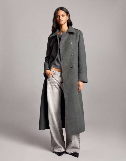 Bershka Manteau boutonné effet feutre gris, 4 de 6