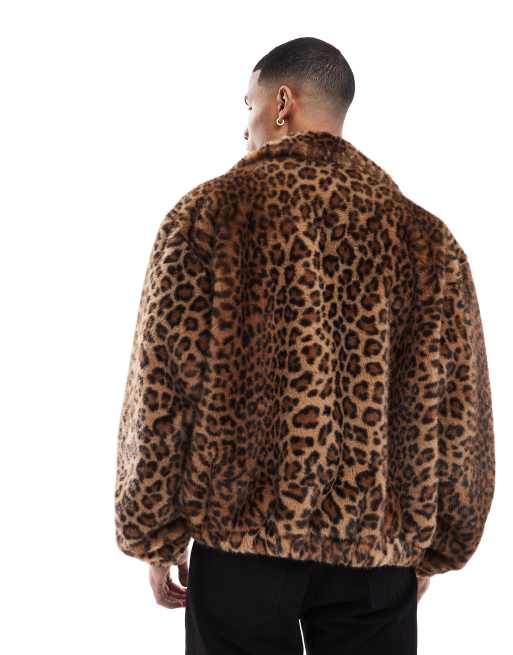 Manteau Fausse Fourrure Marron Bershka Bershka Manteau En Fausse Fourrure à  Motif Léopard Marron