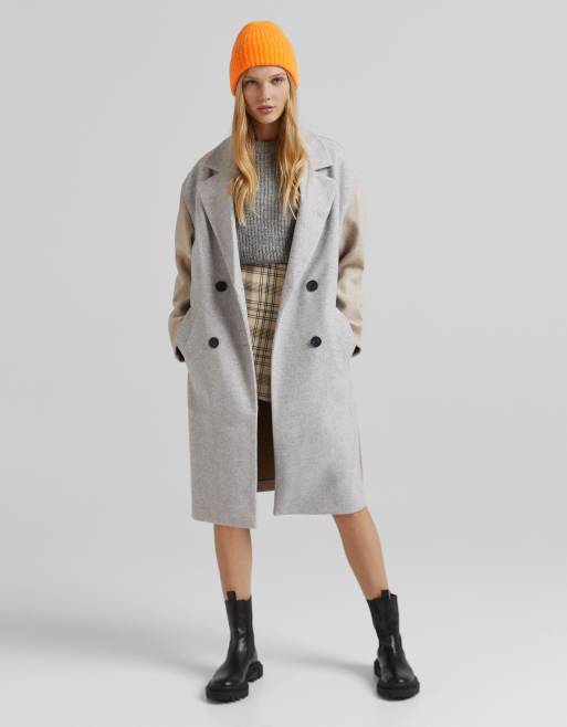 manteau gris bershka