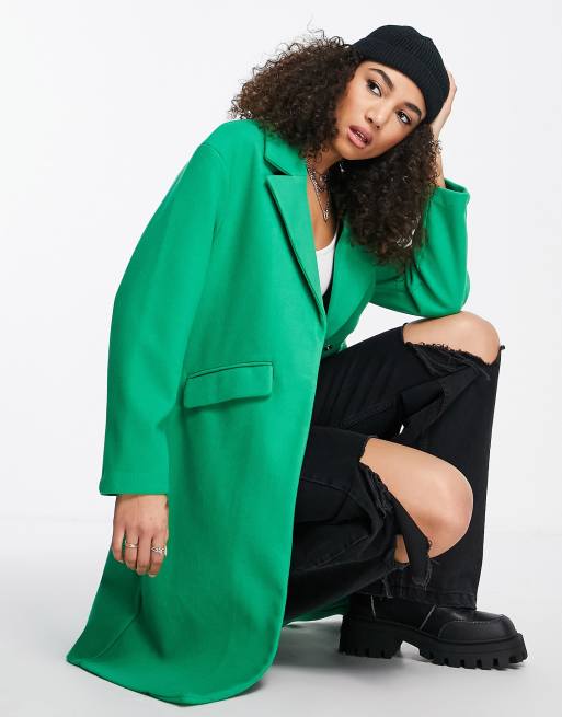 Bershka Manteau long ajust Vert ASOS