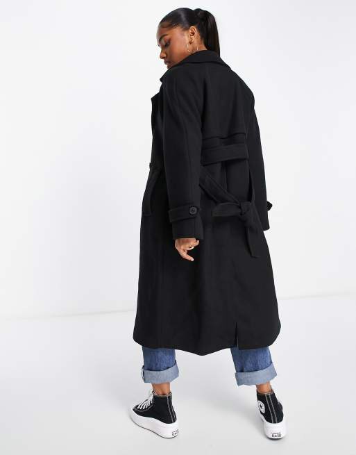 manteau noir ceinture bershka