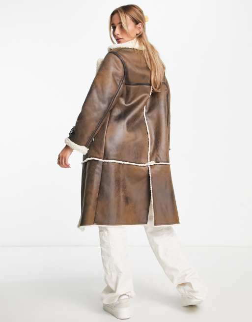 manteau effet mouton bershka