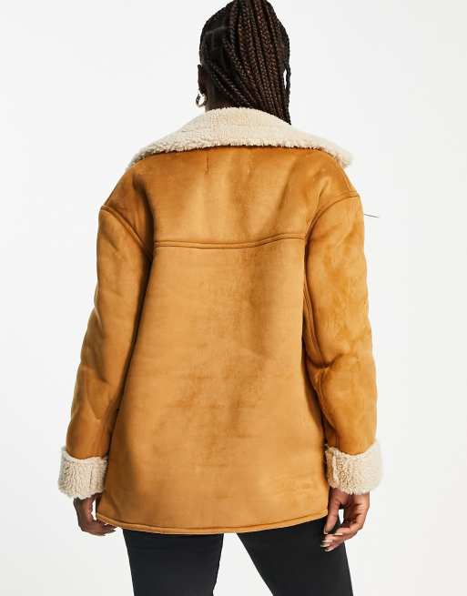 manteau effet mouton bershka