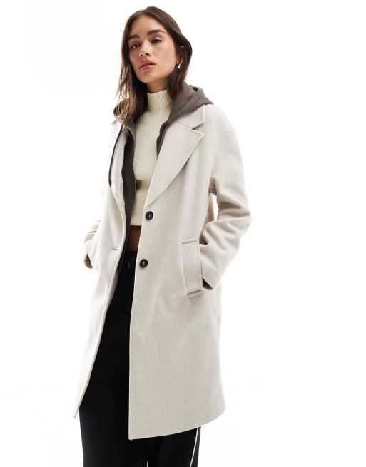 Bershka Manteau oversize habille Ecru ASOS