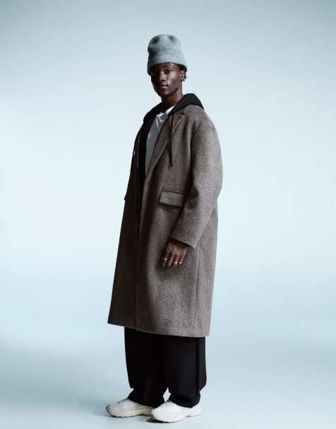 Bershka - Manteau texturé en feutre - Gris clair - view 1