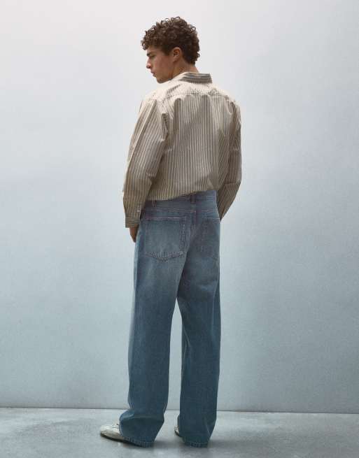 Bershka – Marinblå, baggy jeans, 3 av 5