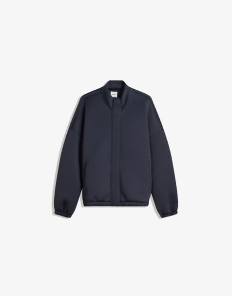 Bershka – Marinblå jacka i oversize med neopreneffekt - view 1