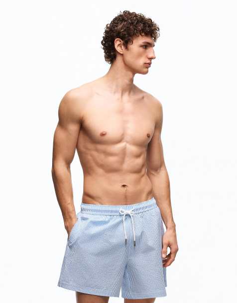 Bershka – Marinblå, mellanlånga badshorts - view 1