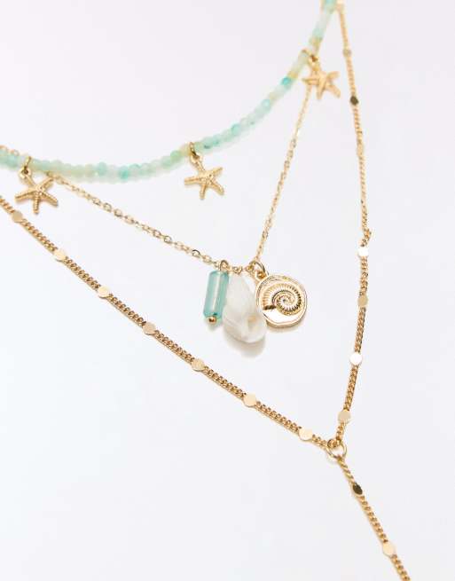 Bershka Marine charm necklace in gold, 2 of 3