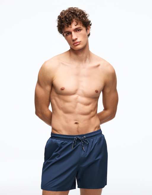 Bershka - Marineblå mellemlange basis-badeshorts, 4 af 4