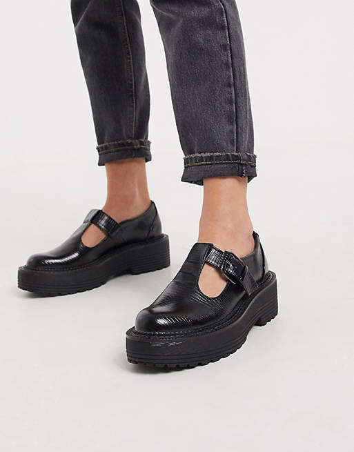 Schoenen damesschoenen Mary Janes NIEUW Zwart Faux Lederen Platform Strappy Maryjanes 