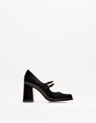 Bershka - Mary-Jane-Schuhe in Schwarz mit Blocksatz