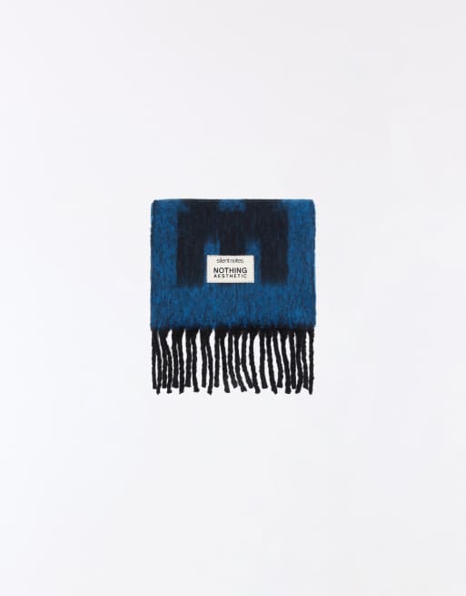 Bershka Maxi lettering scarf in blue, 4 of 4