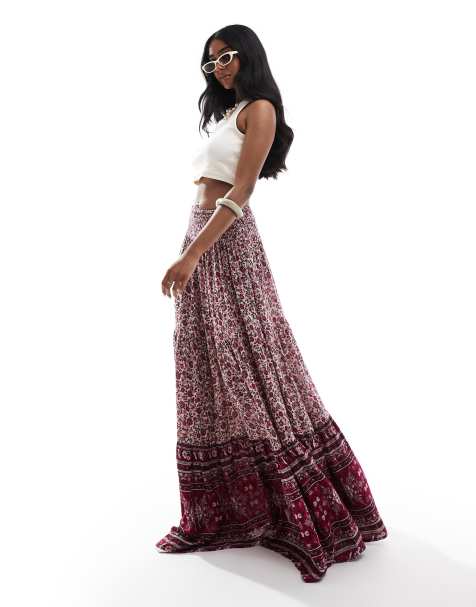Bershka - Maxi rok met paisley motief in roze - view 1