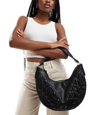 Bershka Bershka maxi rounded shoulder bag in black