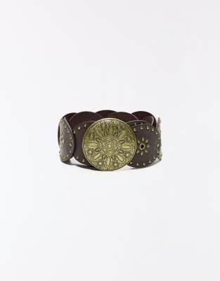 Bershka - Medaillon-Gürtel in Braun-Brown