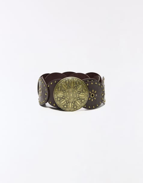Bershka Medallion belt in brown - view 1