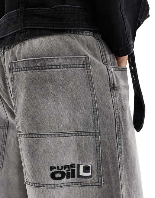 Bershka mega baggy fit jeans in washed gray | ASOS