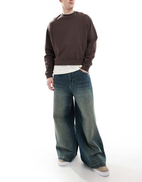 Bershka - Mega baggy jeans in blauwe wassing - view 1
