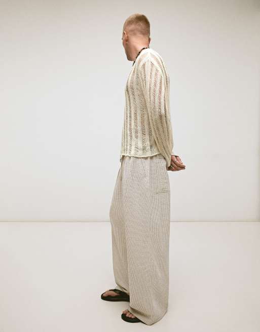 Bershka - Mega - Pantaloni ampi color pietra a quadri, 4 di 4