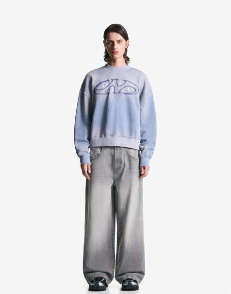 Bershka – Mega – Weite Jeans in Grau - view 1