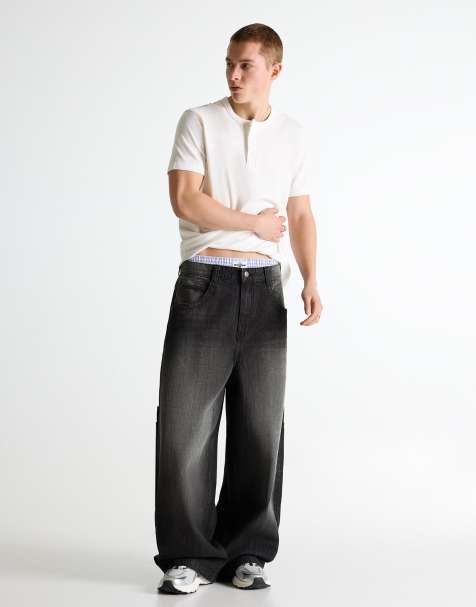 Bershka – Mega – Weite Jeans in Schwarz - view 1