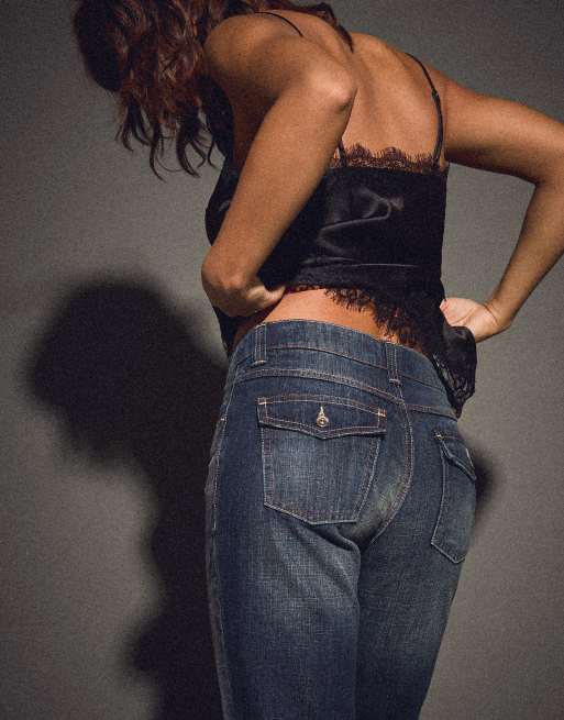 Bershka – Mellanblå, baggy jeans i utsvängd design, 2 av 4